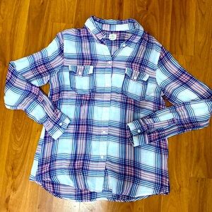 ❤️ O’Neill Pink Purple Plaid Button Down Shirt Size Medium